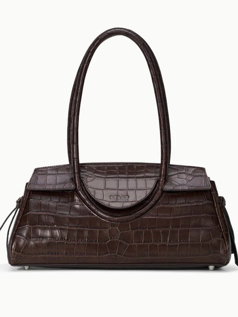 STAUD MAUDE SHOULDER BAG ESPRESSO CROCO